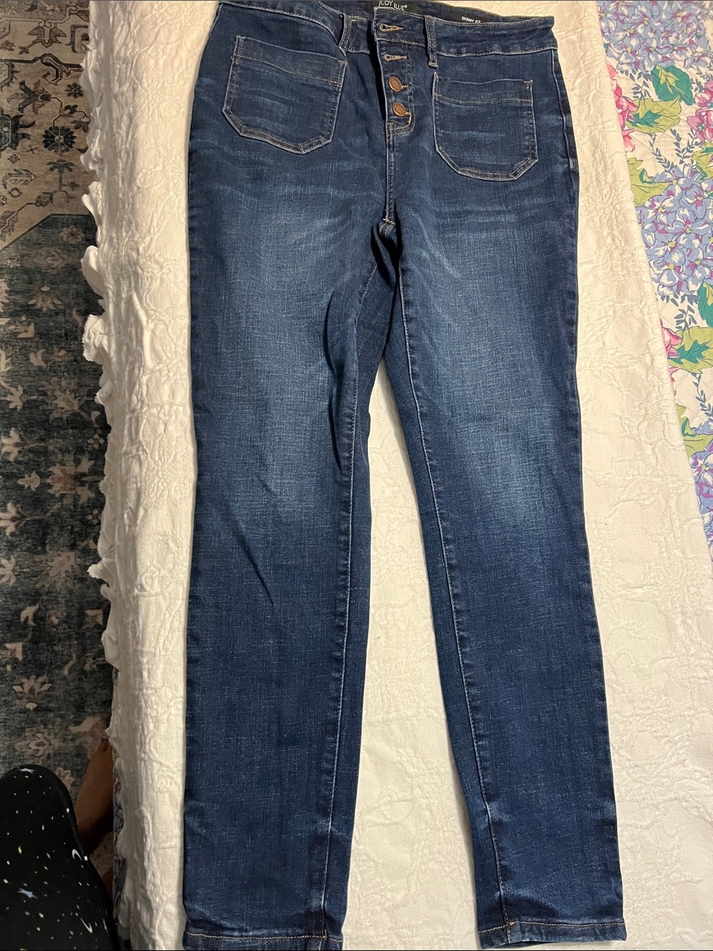 Judy Blue Deep Indigo High-Rise Skinny Jeans with Button Fly